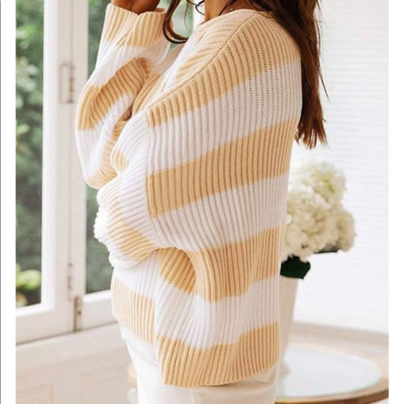 Long sleeve oversize crew neck striped sweater - Picture 2 of 4